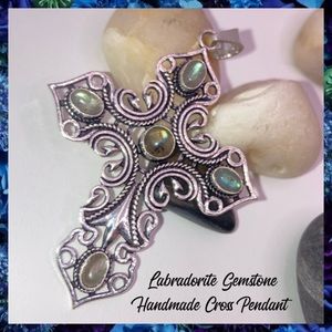 Magical Labradorite Handmade Celtic Cross Pendant